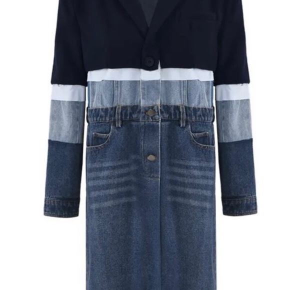 Denim Mix Trench Coat